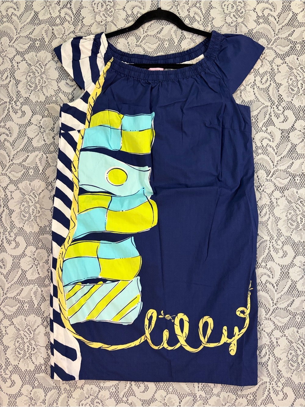 Lilly Pulitzer 100% Cotton Sullivan You’re Flagged Nautical Print Dress